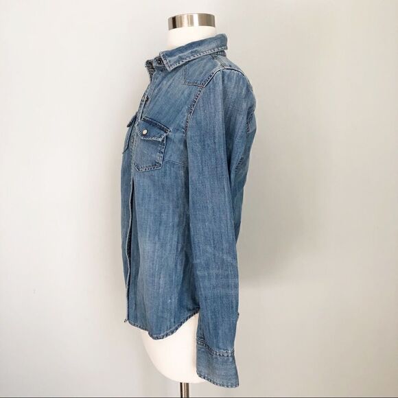 J. Crew Chambray Denim Button Down Top Shirt Women's Size XXS Pocket - Picture 2 of 8